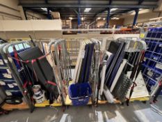 *Contents of Four Trolleys to Include Tegometall Style Shelving and Backboards, Tensabarriers,