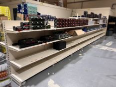 *Double Sided Gondola Shelving Unit Comprising Eight 48” Bays with 4/5 Shelves per Side
