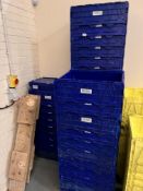 *Thirty-Five Blue Plastic Storage Crates