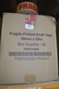 *Box Containing 36 Rolls of 50mm x 50m Fragile Printed Craft Tape