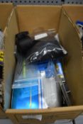 *Mixed Box of Fishing Accessories/Parts (Map Incline Tub, Map Silicone Float Attachments & Winder