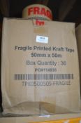 *Box Containing 36 Rolls of 50mm x 50m Fragile Printed Craft Tape