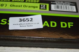 *Three Packs of Twelve Daiwa 25cm Lures Ghost Orange