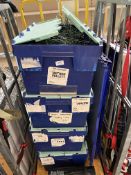 *Four Plastic Containers Containing Pegboard Wrapping Hooks in Chrome (trolley not included)