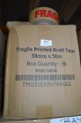 *Box Containing 36 Rolls of 50mm x 50m Fragile Printed Craft Tape
