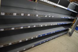 *Three Double Sided and One Single Sided Sections of Racking (collection by appointment, contents