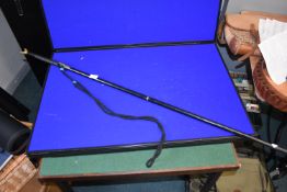 Two Piece Stone Fly Walking Stick with Dog Teather and Brass Thumb Grip