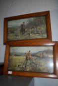 Pair of Oak Framed Hunting Prints by J.S. Sanderson Wills