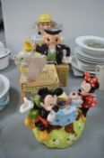 Four Novelty Teapots Including Mickey and Minnie