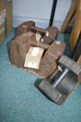 Two 56lb and One 14lb Cast Iron Weights