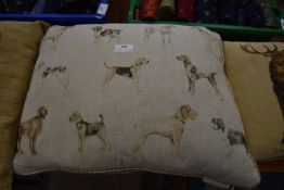 Voyage Walkies Linen Duck Feather Filled Scatter Cushion Featuring Hounds