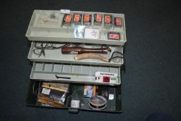 Fishing Tackle Box Containing Priests Fly Line, Hooks, etc.