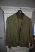 J.G. Chappel Ltd of London Two Piece Green Linen Suit Size: ~46/48 Chest, ~38R Trousers