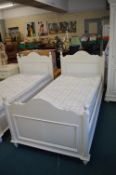 White Painted Single Bed with Bed World Mattress (matching previous lot)