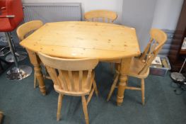 Solid Pie Oval Drop Leaf Dining Table with Four Slatback Chairs