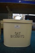 Metal Cat Biscuit Tin Containing Feeding Bowls