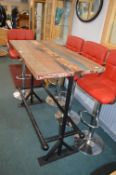 Tubular Framed Poser Table with Reclaimed Timber Top
