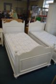 White Painted Single Bed with Bed World Mattress