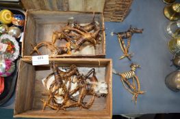 Two Wooden Baskets of Ethnic Woven Napkin Rings