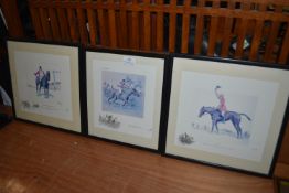 Set of Three Framed Hunting and Racing Pictures