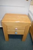 Two Drawer Bedside Cabinet with Ceramic Knobs
