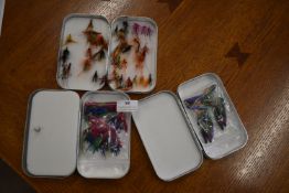 Three Richard Wheatley of England Fly Tins Containing Assorted Salmon Flies, etc.
