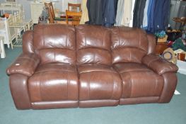 Multiyork Brown Leather Reclining Three Seat Sofa