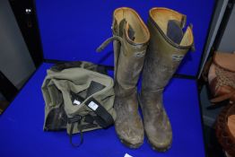 Pair of Le Chameau Wellington Boots Size: EU 43 with Side Zips, and a Boot Bag