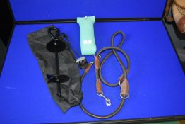 Leather Dog Lead, Dog Teather, and a Retrieving Dummy