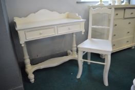 White Painted Dressing Table and Chair (matching previous lot)