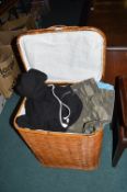 Wicker Laundry Basket Containing Assorted Gent’s Clothing