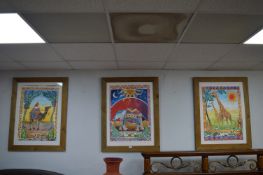 Three Framed African Style Watercolours (two unglazed)