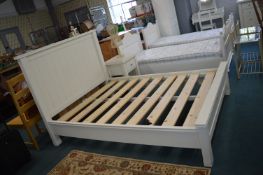 White Painted Double Bed Frame 4’6” (AF - damage to headboard)