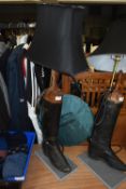 Table Lamp Made From Repurposed Vintage Riding Boots, Stretchers, and Wood Trees