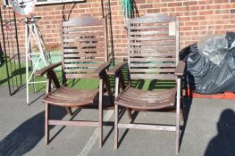 Two Folding Wooden Garden Chairs