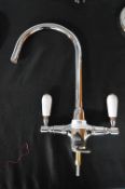 Fortuna Mixer Tap in Chrome with White Handles