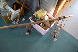 Decorative Triple Lamp, Hamster House, and Tableware