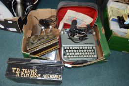 Vintage Typewriter, Metal Boxes, etc.
