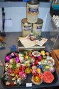 Vintage Christmas Decorations, Tins, and Ephemera