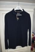 Barbour Navy Long Sleeve Polo Shirt Size: L