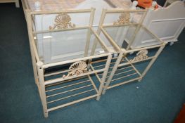 Two Metal Framed Side Tables with Glass Tops