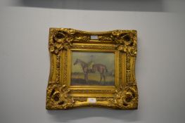 Gilt Framed Reproduction Oil on Board of a Horse & Jockey