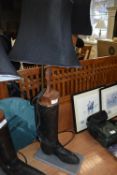 Table Lamp Made From Repurposed Vintage Riding Boots, Stretchers, and Wood Trees