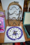 Ted Baker Wall Clock plus Metal & Wicker Wine Rack
