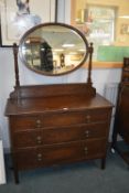 1930's Oak Three Drawer Dressing Chest with Oval M