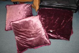 Purple Plush Bed Cover plus Two Matching Cushions