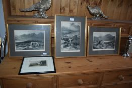 Three Highland Hunting Prints etc.