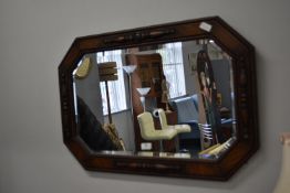 1930's Wood Framed Beveled Edge Mirror