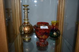Three Coloured Glass Vases