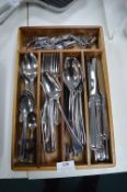 Wooden Cutlery Organiser with Stainless Steel Cutl